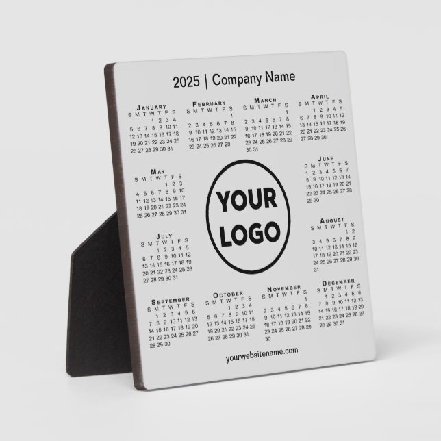 2025 Calendar Company Logo Grey Business Plaque (Front)