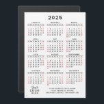 2025 Calendar Company Logo Simple Business Magnet<br><div class="desc">Create a 2025 business calendar magnet with your company logo and contact information as a practical keepsake or a favour for your clients and workmates for Thanksgiving Day, Christmas, New Year or other holidays and occasions. This simple, minimal design in white, black and red is easy to personalize and customize....</div>