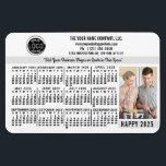 2025 Calendar Custom Business Logo Name Photo Whit Magnet<br><div class="desc">These professional-looking 2025 calendar flexible magnets are perfect for your company office branding and marketing. They have bold numbers in black on white. Above that, brand your business with your corporate logo, business name, website, phone, address, and a slogan. To the right of the calendar, add a vertical photo. You...</div>