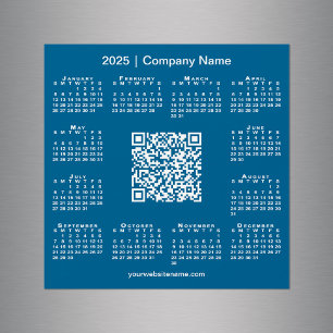 2025 Calendar Custom Business QR Code Blue Magnet