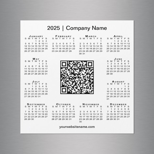 2025 Calendar Custom Business QR Code White Magnet (2025 Calendar Custom Business QR Code White Magnet in situ)