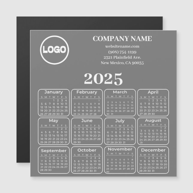 2025 Calendar Custom Company Name & Logo Magnet (Front/Back)