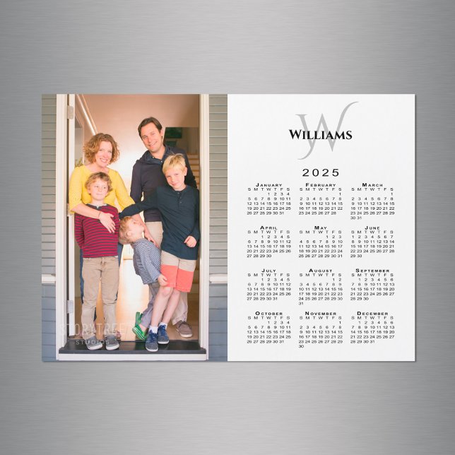 2025 Calendar Custom Photo Monogram Name Magnet (2025 Calendar Custom Photo Monogram Name Magnet in situ)