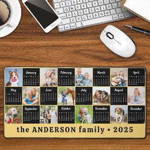 2025 Calendar Custom Yellow Unique Photo Collage Desk Mat