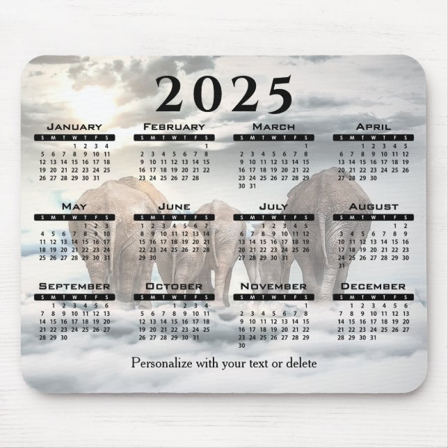 2025 Calendar - Elephant Butt Family  Mouse Pad (Front)
