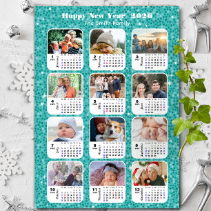 2025 Calendar Family Photo Collage Modern Blue