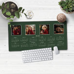 2025 Calendar Forest Green Modern Photo Collage Desk Mat<br><div class="desc">2025 Calendar Full Year Minimalist Classic Forest Green Desk Mat Mouse Pad featuring your name and 4 of your favourite photos! 🌟This is for 2025🌟 This version is in chic Forest Green, but the colours can easily be customized! Please contact us at cedarandstring@gmail.com if you need assistance with the design...</div>