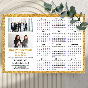 2025 Calendar Gold Glitter Business Photo Magnetic