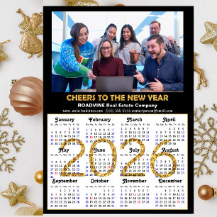 2025 Calendar Gold Glitter Business Photo Magnetic