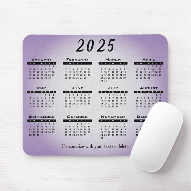 2025 Calendar Gradient Purple - Year Mouse Pad (With Mouse)