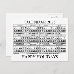 2025 Calendar Greeting Postcard White