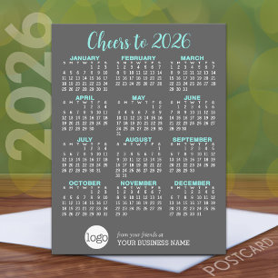 2025 Calendar Grey Aqua Business - Holiday Card