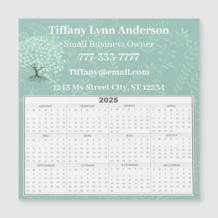 2025 Calendar Heart Leaf Tree Floral Mint Green