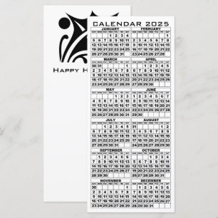 2025 Calendar Holidays Rack Card Leaf with envelop
