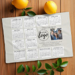 2025 Calendar - logo, photo business Kitchen Towel<br><div class="desc">A logo and photo collage with a 2025 calendar and room to add a few lines of text. A fun item for the New Year to use as a company giveaway. Add 2 square photos or a photo and a logo to this design.</div>