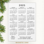 2025 Calendar Magnet Company Logo White Black<br><div class="desc">Create a 2025 business calendar magnet with your company logo and contact information as a practical keepsake or a favour for your clients and workmates for Thanksgiving Day, Christmas, New Year or other holidays and occasions. This simple, minimal design in white and black is easy to personalize and customize. It...</div>