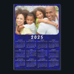 2025 Calendar Magnet Family Photo Navy Blue<br><div class="desc">This 2025 family photo calendar magnet with a navy blue background is easy to personalize with your custom picture by using the template. Click "Personalize" ("View Product Details" / "Personalize") and change the picture to get the result with the same stylish frame-look edges around it. Make your own calendar as...</div>