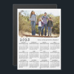 2025 Calendar Magnet Family Photo White Black<br><div class="desc">This 2025 calendar magnet in a simple minimalist style is easy to personalize with your family name and custom photo to create a unique present for your loved ones. The white and black design with a colourful picture looks beautiful and clear and is a practical gift idea for Christmas, New...</div>