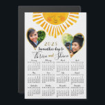 2025 Calendar Magnet Photo Name Cute Sun Inspiring<br><div class="desc">This cute 2025 magnetic calendar with 2 photos in heart-shapes is easy to personalize and customize. Photos in heart shapes can be created when uploading your images via template or when using a mask inside the design tool. Square photos are the best, but you can try other to check if...</div>