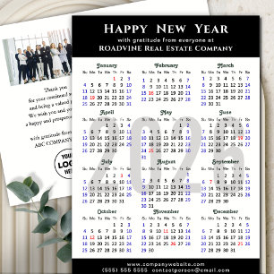 2025 Calendar Modern Black Business Photo Simple Holiday Postcard