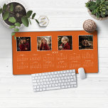 2025 Calendar Modern Burnt Orange Photo Collage Desk Mat<br><div class="desc">2025 Calendar Full Year Minimalist Classic Style Desk Mat Mouse Pad in Terracotta Burnt Orange featuring your name and 4 of your favourite photos! 🌟This is for 2025🌟 This version is in chic Burnt Orange, but the colours can easily be customized! Please contact us at cedarandstring@gmail.com if you need assistance...</div>