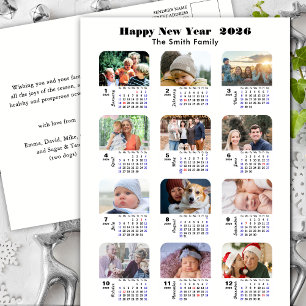 2025 Calendar Modern Family Photo Collage Simple Holiday Postcard