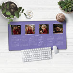 2025 Calendar Modern Lavender Purple Photo Collage Desk Mat<br><div class="desc">2025 Calendar Full Year Minimalist Classic Style Desk Mat Mouse Pad in Lavender Purple, featuring your name and 4 of your favourite photos! 🌟This is for 2025🌟 This version is in chic Lavender Purple, but the colours can easily be customized! Please contact us at cedarandstring@gmail.com if you need assistance with...</div>