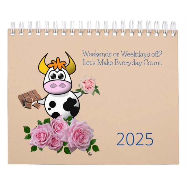 2025 Calendar Monthly Schedule Floral Cow  (Cover)
