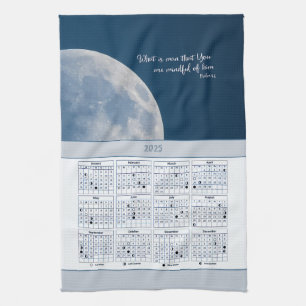 2025 calendar  Moon phases, what is man Scripture Kitchen Towel