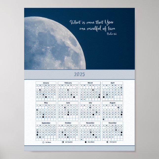 2025 calendar  Moon phases, what is man Scripture Poster (Front)