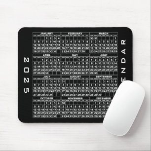 2025 Calendar Mousepad Black