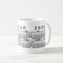 2025 Calendar Mug Black White