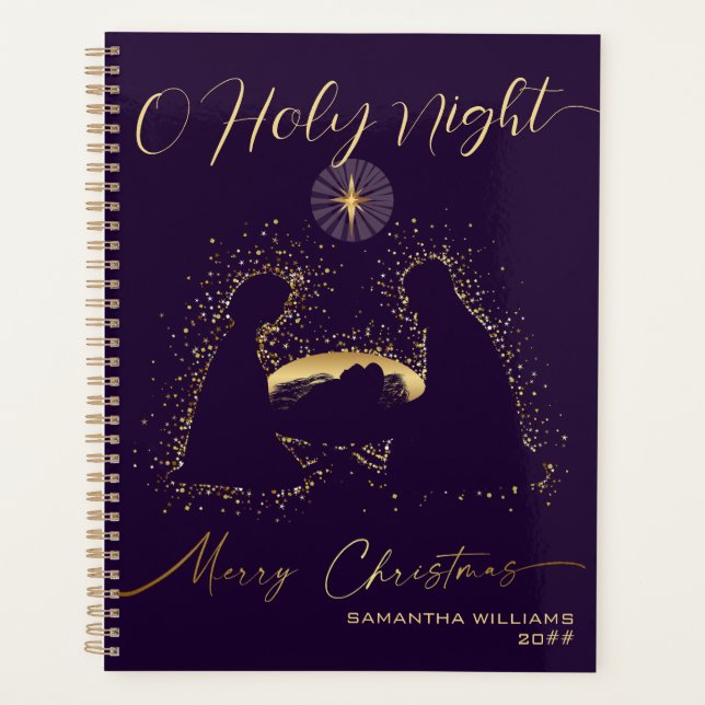 2025 Calendar Nativity Manger O Holy Night Script (Devant)
