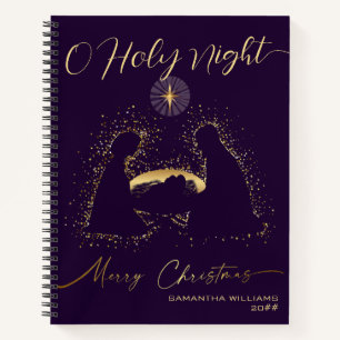 2025 Calendar Nativity Manger O Holy Night Script Notebook