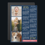 2025 Calendar Navy Coral Gold Custom Photo Collage Magnetic Invitation<br><div class="desc">Celebrate 2025 with this preppy photo collage calendar magnetic card. With easy-to-read dates in bold white, this beautifully simple calendar has the words "2025" and "LOVE" in faux gold glitter with a bright coral pink bar along the bottom for your personalized family name or other text. The background is navy...</div>