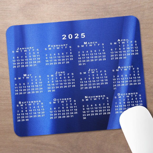 2025 Calendar on Abstract Blue Custom Photo Mouse Pad (2025 Calendar on Abstract Blue Custom Photo Mouse Pad in situ)