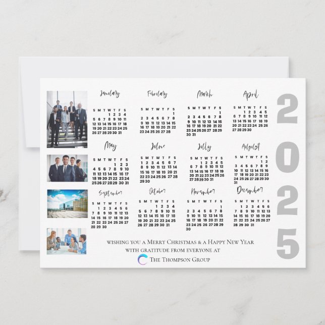 2025 Calendar Photo Christmas New Year Corporate Card (Front)