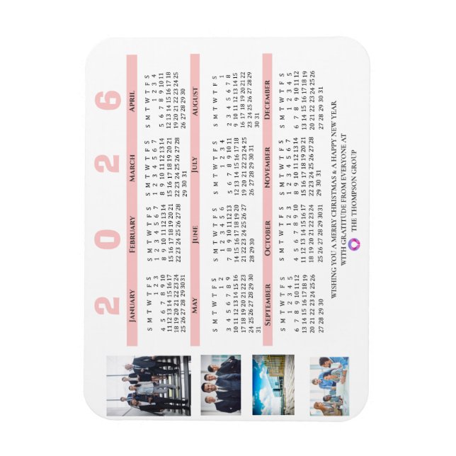 2025 Calendar Photo Christmas New Year Corporate Magnet (Vertical)