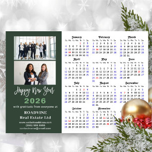 2025 Calendar Sage Green Business 2 Photo New Year Holiday Card