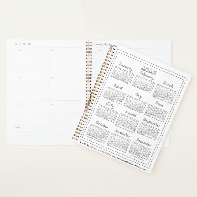 2025 Calendar Silver Grey Fabric Font Planner (Display)
