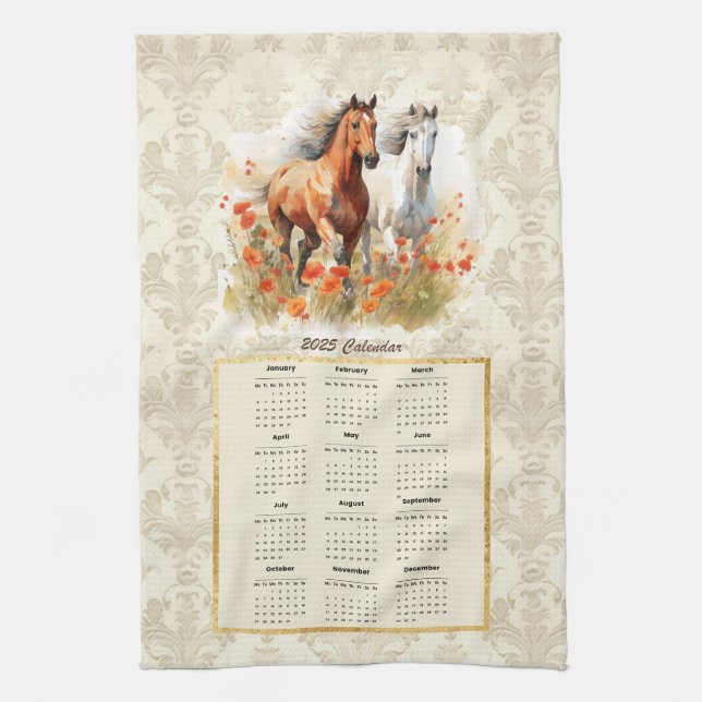 2025 Calendar Towel Horse in Sunset (Vertical)