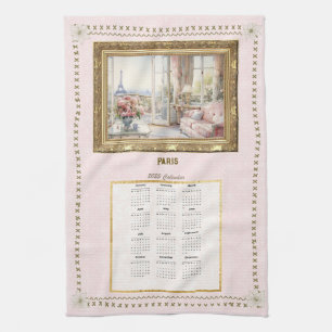 2025 Calendar Towel Paris View Custom Message