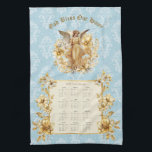 2025 Calendar Towel Pretty Guardian Angel<br><div class="desc">Pretty guardian angel damask 2025 calendar towel.  "God Bless Our Home".  Golden floral trim.  Thanks for looking.</div>