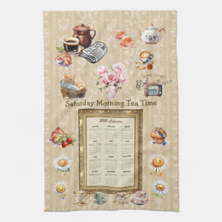 2025 Calendar Towel Saturday Morning Tea Time