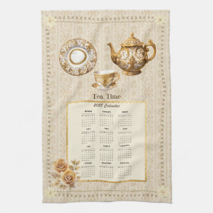 2025 Calendar Towel Tea Time or Custom Message