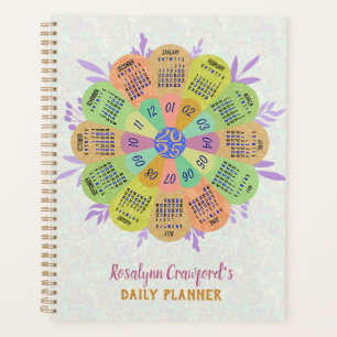 2025 Calendar Unique Boho Retro Flower Custom Name Planner