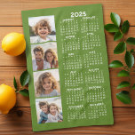 2025 Calendar with 4 Photo Collage Kitchen Towel<br><div class="desc">A 4 photo collage with a 2025 calendar. A fun item for the New Year. Add 4 square photos to this design. With a little bit of work,  you can change the background colour and the calendar colour when you click on the customize option and choose different colours.</div>