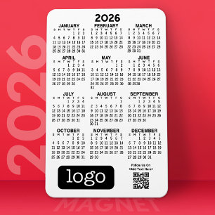 2025 Calendar with Business Logo and QR Code Magnet