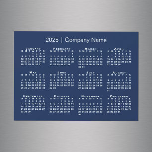2025 Calendar with Company Name Navy Blue Magnet