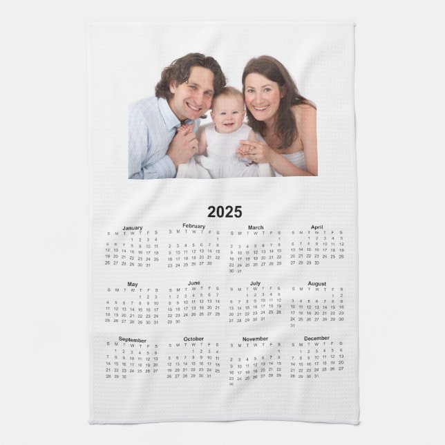 2025 Calendar with Custom Photo  Kitchen Towel (Vertical)